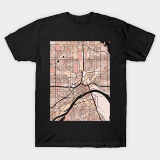 Saint Paul Map Pattern in Soft Pink Pastels T-Shirt